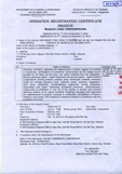OPERATION REGISTRATION CERTIFICATE BRANCH